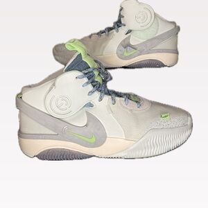 Nike Deldon High-Top Sneakers in Light Gray and Lime